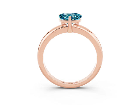 Rose gold Heart Cut Blue Topaz Solitaire Engagement Ring with Round Band and Four-Prong Setting_3