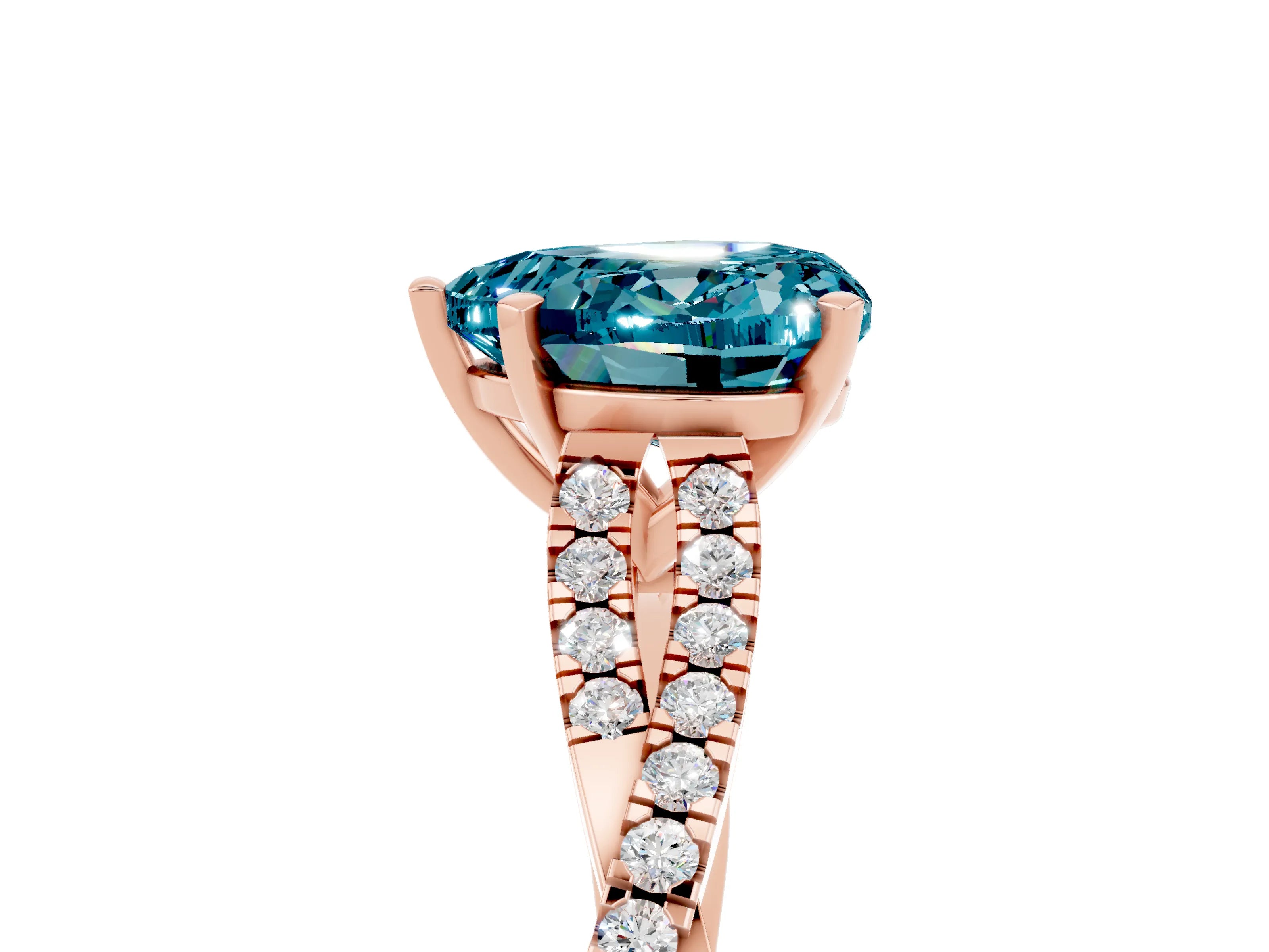 Rose gold Heart Cut Blue Topaz Solitaire Engagement Ring with Twisted Pavé Band and Four-Prong Setting_17