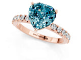 Rose gold Heart Cut Blue Topaz Solitaire Pavé Band with Four-Prong Setting_1