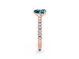 Rose gold Heart Cut Blue Topaz Solitaire Pavé Band with Four-Prong Setting_2