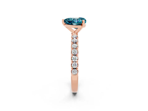Rose gold Heart Cut Blue Topaz Solitaire Pavé Band with Four-Prong Setting_2