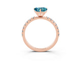Rose gold Heart Cut Blue Topaz Solitaire Pavé Band with Four-Prong Setting_3