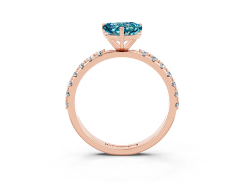 Rose gold Heart Cut Blue Topaz Solitaire Pavé Band with Four-Prong Setting_3