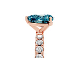 Rose gold Heart Cut Blue Topaz Solitaire Pavé Band with Four-Prong Setting_5