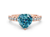 Rose gold Heart Cut Blue Topaz Solitaire Pavé Engagement Ring with Round Band and Prong Setting_36