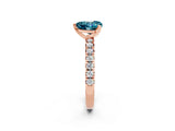 Rose gold Heart Cut Blue Topaz Solitaire Pavé Engagement Ring with Round Band and Prong Setting_38