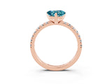 Rose gold Heart Cut Blue Topaz Solitaire Pavé Engagement Ring with Round Band and Prong Setting_39