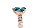 Rose gold Heart Cut Blue Topaz Solitaire Pavé Engagement Ring with Round Band and Prong Setting_41