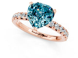 Rose gold Heart Cut Blue Topaz Solitaire Pavé Engagement Ring with Round Band and Prong Setting_67