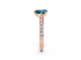 Rose gold Heart Cut Blue Topaz Solitaire Pavé Engagement Ring with Round Band and Prong Setting_68