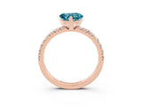 Rose gold Heart Cut Blue Topaz Solitaire Pavé Engagement Ring with Round Band and Prong Setting_69
