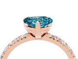Rose gold Heart Cut Blue Topaz Solitaire Pavé Engagement Ring with Round Band and Prong Setting_70