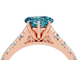 Rose gold Heart Cut Blue Topaz Solitaire Ring with Cathedral Setting and Pavé Band_4