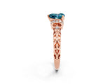 Rose gold Heart Cut Blue Topaz Solitaire Ring with Filigree Band and Four-Prong Setting_26
