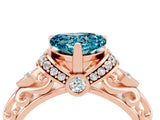 Rose gold Heart Cut Blue Topaz Solitaire Ring with Filigree Band and Four-Prong Setting_28