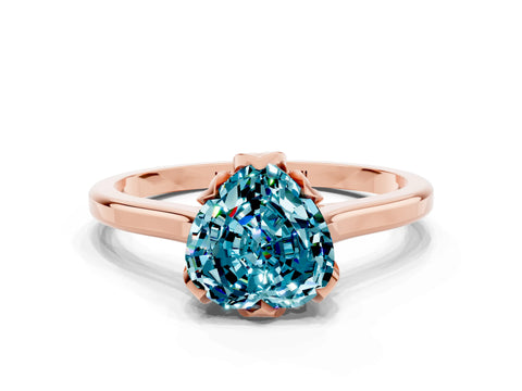 Rose gold Heart Cut Blue Topaz Solitaire Ring with Flower Prong Setting and Classic Band_12