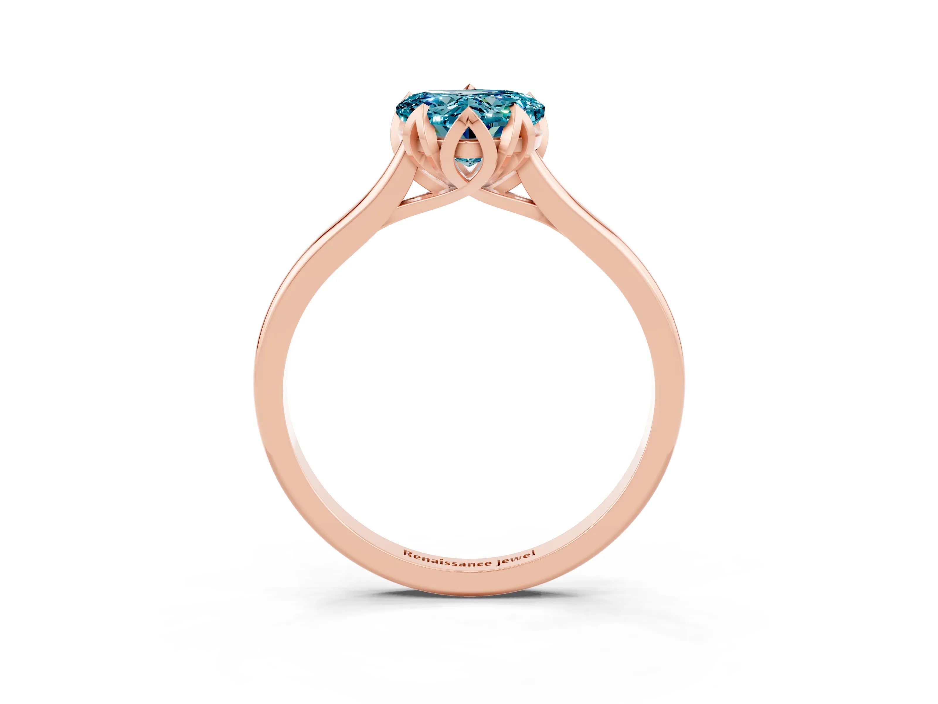 Rose gold Heart Cut Blue Topaz Solitaire Ring with Flower Prong Setting and Classic Band_15