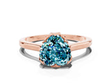 Rose gold Heart Cut Blue Topaz Solitaire Ring with Flower Prong Setting and Classic Band_36