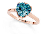 Rose gold Heart Cut Blue Topaz Solitaire Ring with Flower Prong Setting and Classic Band_37