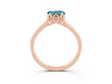 Rose gold Heart Cut Blue Topaz Solitaire Ring with Flower Prong Setting and Classic Band_39