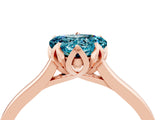 Rose gold Heart Cut Blue Topaz Solitaire Ring with Flower Prong Setting and Classic Band_40