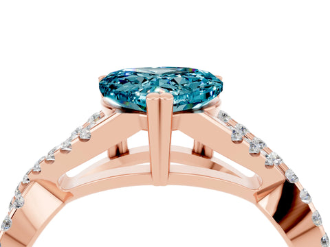 Rose gold Heart Cut Blue Topaz Solitaire Ring with Four-Prong Setting and Twisted Pavé Band_4