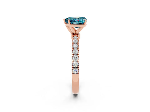 Rose gold Heart Cut Blue Topaz Solitaire Ring with Pavé Accents and Four-Prong Setting_2