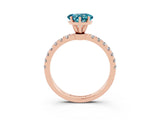 Rose gold Heart Cut Blue Topaz Solitaire Ring with Pavé Accents and Four-Prong Setting_3