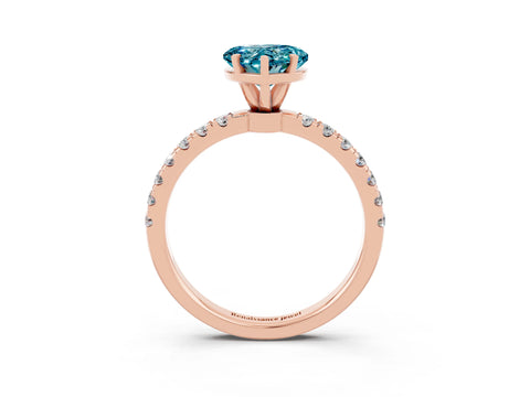 Rose gold Heart Cut Blue Topaz Solitaire Ring with Pavé Accents and Four-Prong Setting_3