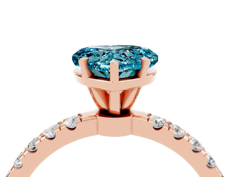 Rose gold Heart Cut Blue Topaz Solitaire Ring with Pavé Accents and Four-Prong Setting_4