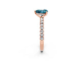Rose gold Heart Cut Blue Topaz Solitaire Ring with Pavé Band and Four-Prong Setting_26