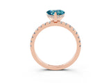 Rose gold Heart Cut Blue Topaz Solitaire Ring with Pavé Band and Four-Prong Setting_27