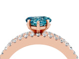 Rose gold Heart Cut Blue Topaz Solitaire Ring with Pavé and Channel Set Band_4