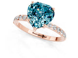 Rose gold Heart Cut Blue Topaz Solitaire Ring with Pave Band and Four Prong Setting_25