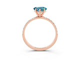 Rose gold Heart Cut Blue Topaz Solitaire Ring with Pave Band and Four Prong Setting_27