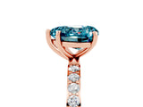 Rose gold Heart Cut Blue Topaz Solitaire Ring with Pave Band and Four Prong Setting_29