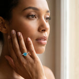 Rose gold Heart Cut Blue Topaz Solitaire Ring with Round  Pavé Band and Four-Prong Setting_43