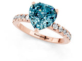 Rose gold Heart Cut Blue Topaz Solitaire Ring with Round  Pavé Band and Four-Prong Setting_45
