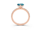 Rose gold Heart Cut Blue Topaz Solitaire Ring with Round  Pavé Band and Four-Prong Setting_47