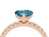 Rose gold Heart Cut Blue Topaz Solitaire Ring with Round  Pavé Band and Four-Prong Setting_48