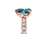 Rose gold Heart Cut Blue Topaz Solitaire Ring with Round  Pavé Band and Four-Prong Setting_49