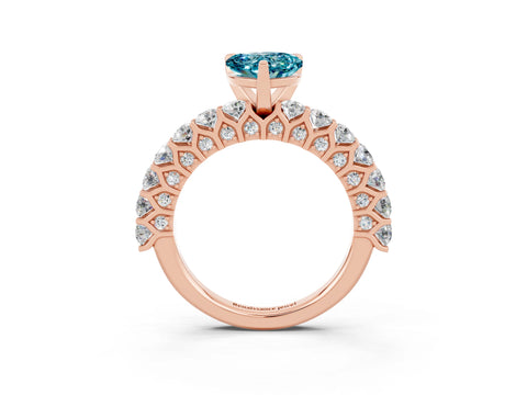 Rose gold Heart Cut Blue Topaz Solitaire Ring with Shared Prong Pavé Band and Four-Prong Setting_15