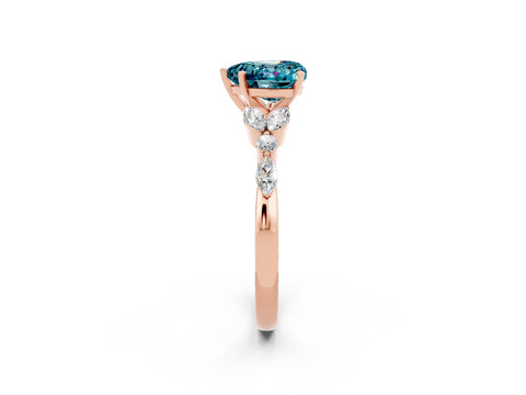 Rose gold Heart Cut Blue Topaz Solitaire Ring with Side Stones and Four-Prong Setting_14