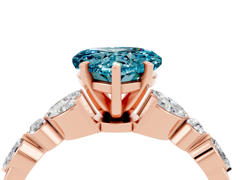 Rose gold Heart Cut Blue Topaz Solitaire Ring with Side Stones and Four-Prong Setting_16