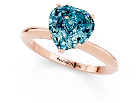 Rose gold Heart Cut Blue Topaz Solitaire Ring with Six-Prong Setting and Classic Band_1