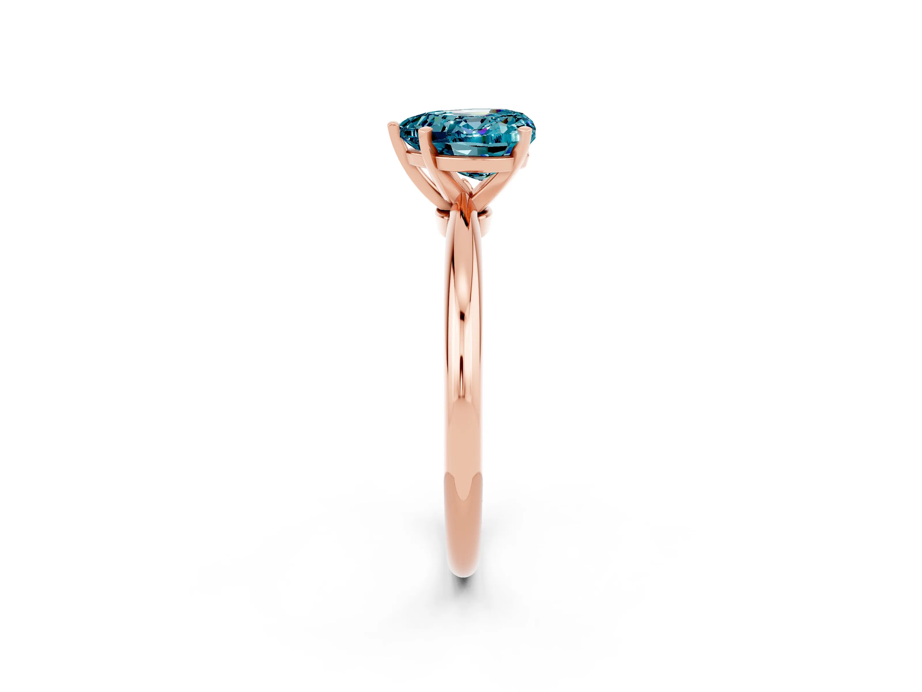 Rose gold Heart Cut Blue Topaz Solitaire Ring with Six-Prong Setting and Classic Band_2