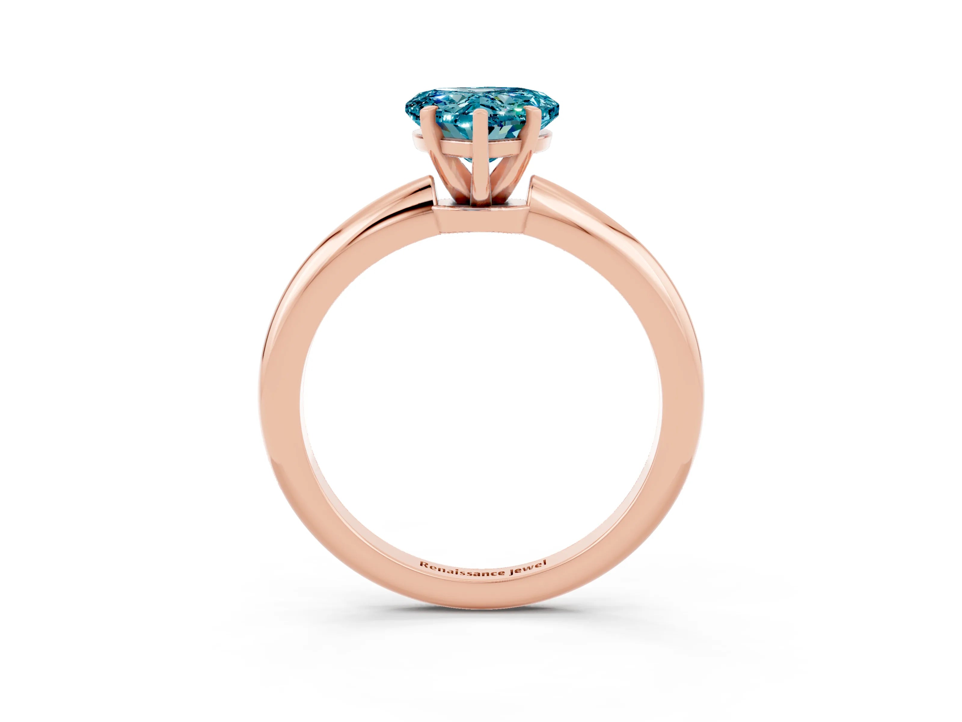 Rose gold Heart Cut Blue Topaz Solitaire Ring with Six-Prong Setting and Classic Band_3