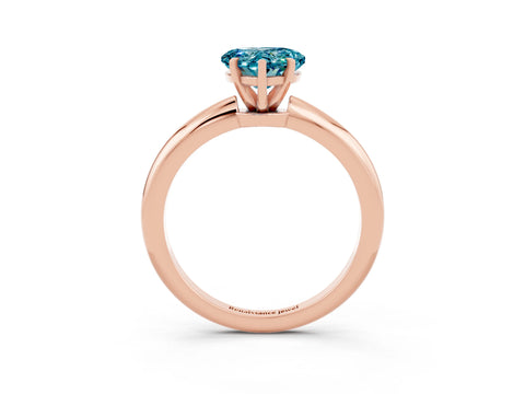 Rose gold Heart Cut Blue Topaz Solitaire Ring with Six-Prong Setting and Classic Band_3