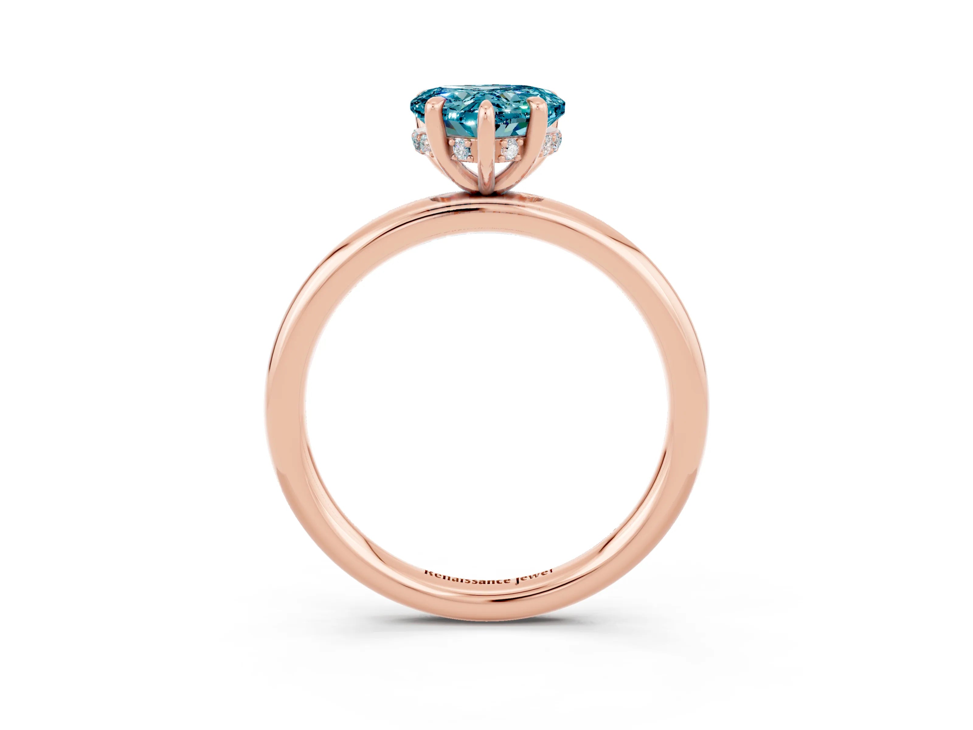 Rose gold Heart Cut Blue Topaz Solitaire Ring with Thin Band and Four-Prong Setting_3