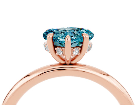 Rose gold Heart Cut Blue Topaz Solitaire Ring with Thin Band and Four-Prong Setting_4